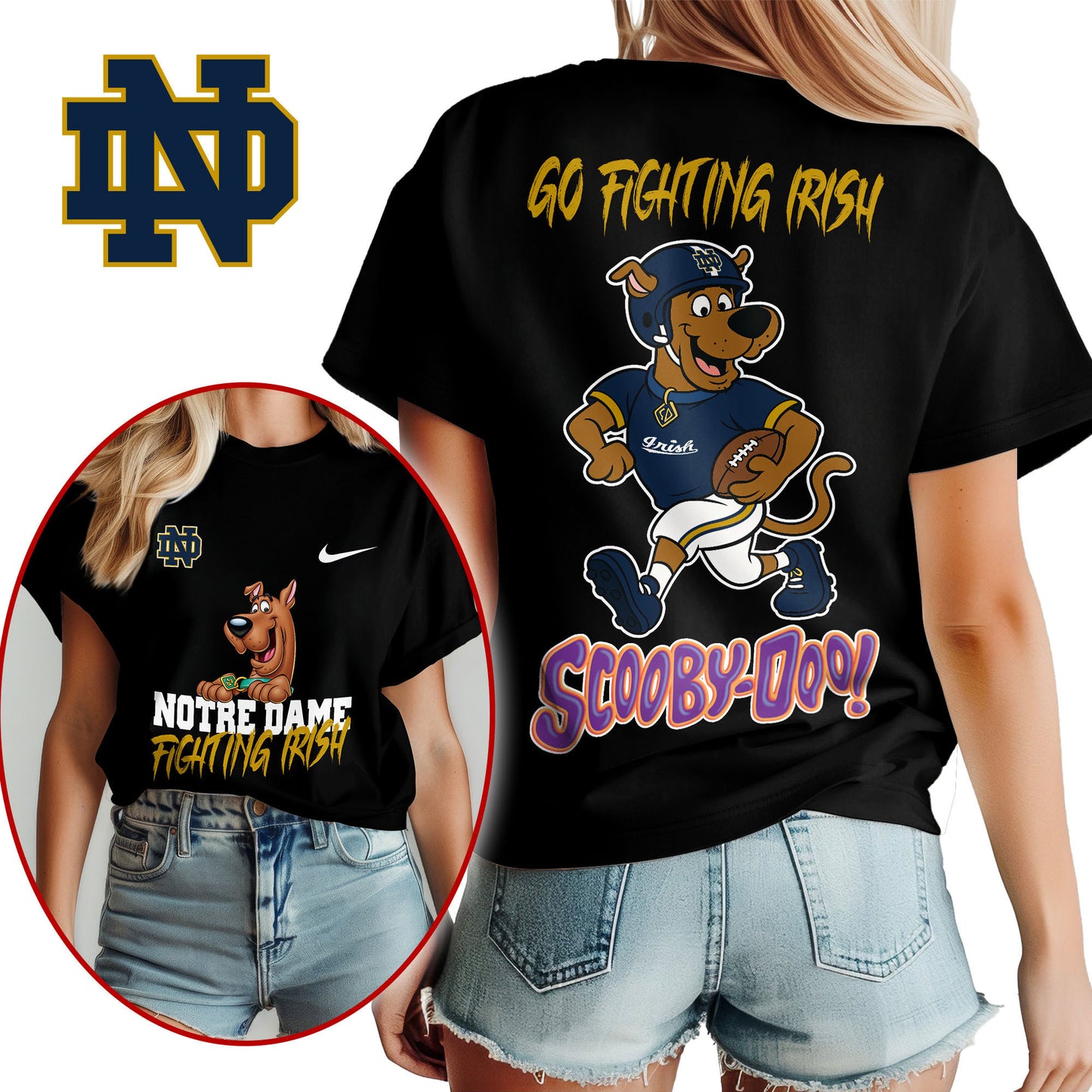 Notre Dame Fighting Irish | Premium NCAA Scooby-Doo Fan Women's T-Shirt NY | GD78