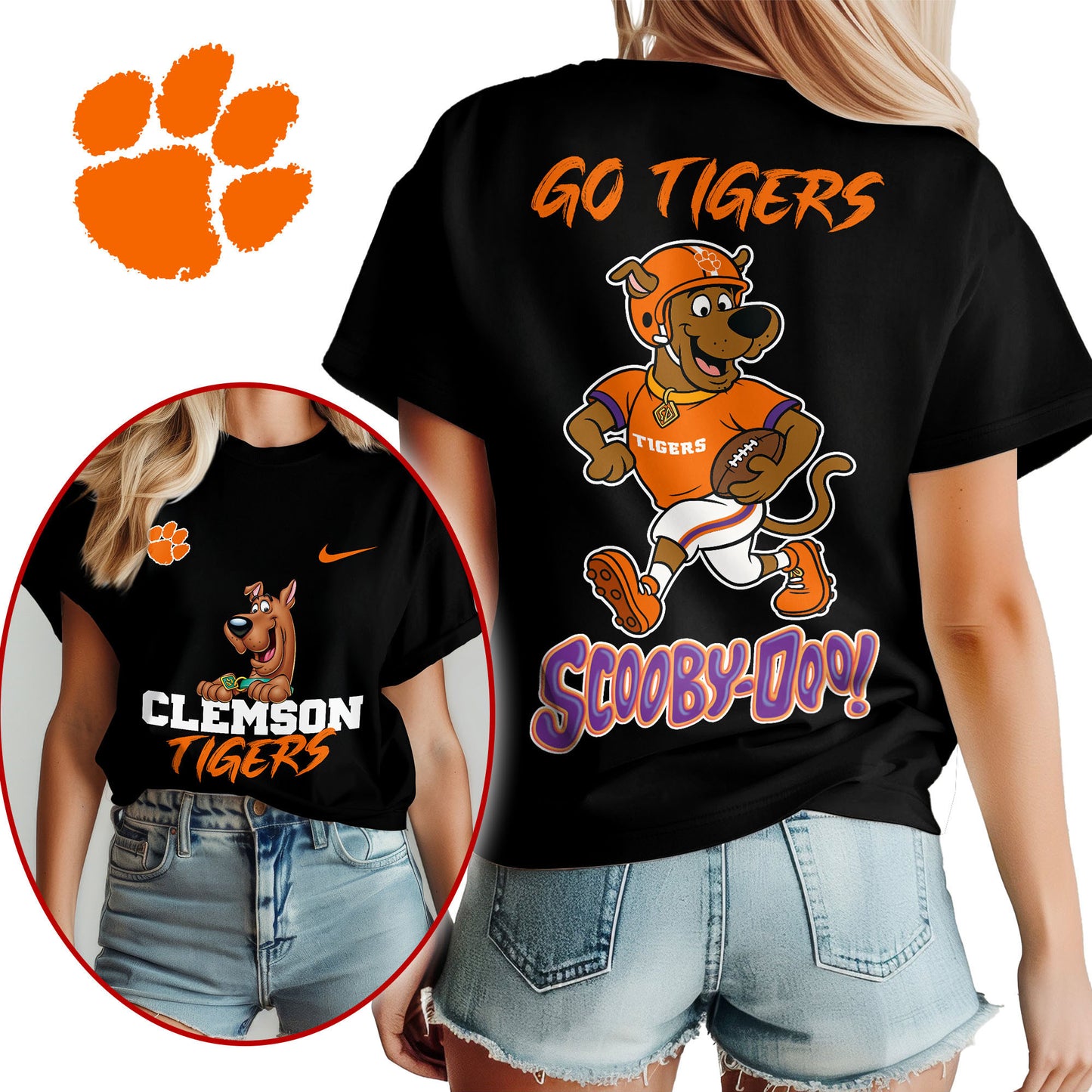 Clemson Tigers | Premium NCAA Scooby-Doo Fan Women's T-Shirt NY | SM18