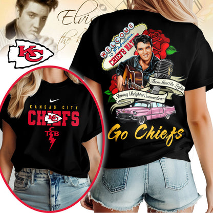 Kansas City Chiefs | Premium NFL Elvis Presley Rose Women Shirt | QO16