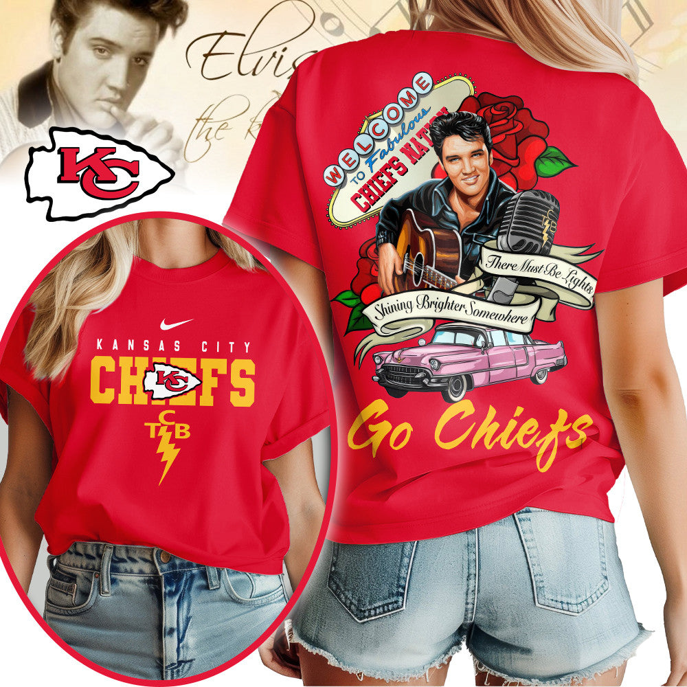 Kansas City Chiefs | Premium NFL Elvis Presley Rose Women Shirt | QO16