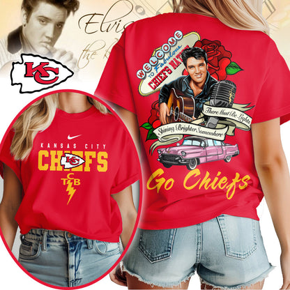 Kansas City Chiefs | Premium NFL Elvis Presley Rose Women Shirt | QO16