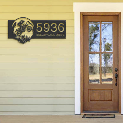 Personalized Motocross Metal Address Sign | Mountain Bike Hanging Plaque