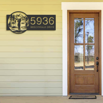 Personalized Metal Golf Address Sign, Golfer Girl House Number Plaque