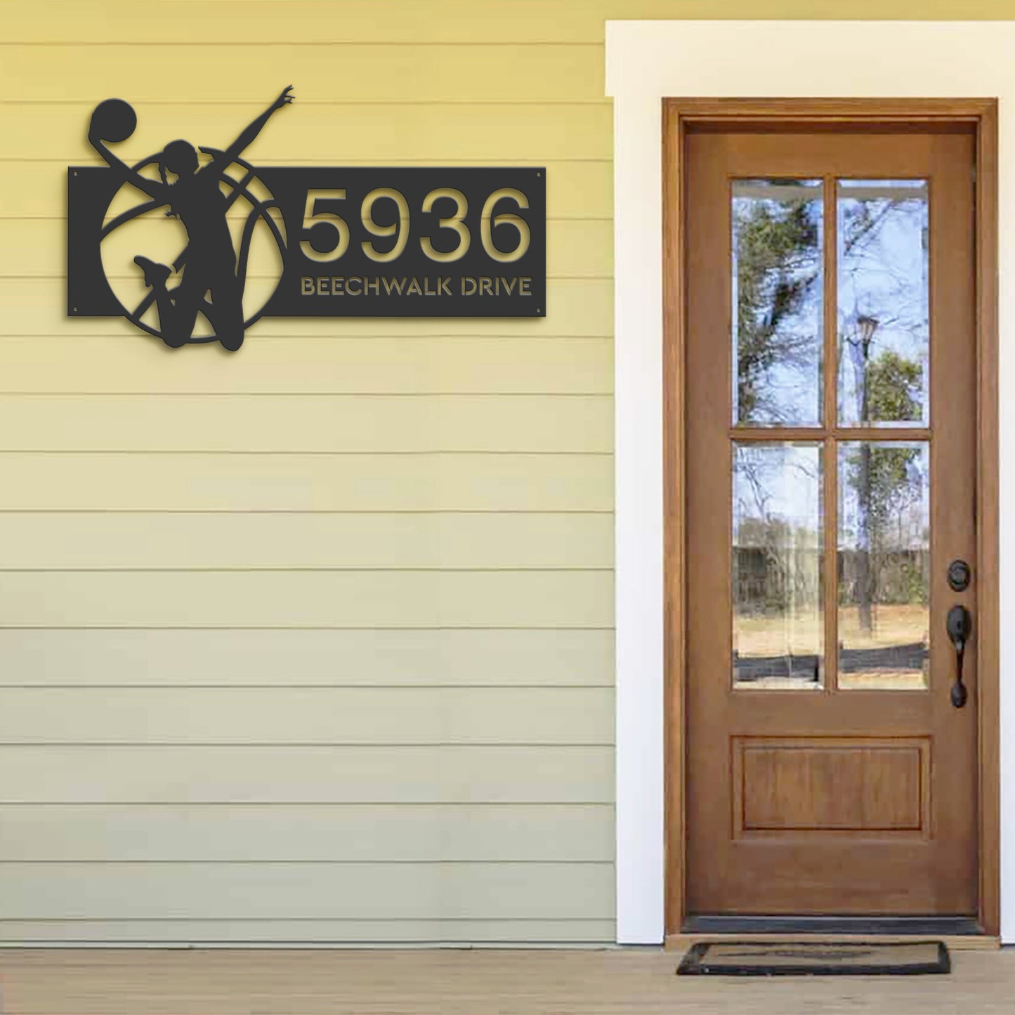 Personalized Basketball Player Metal Address Sign, House Number Plaque