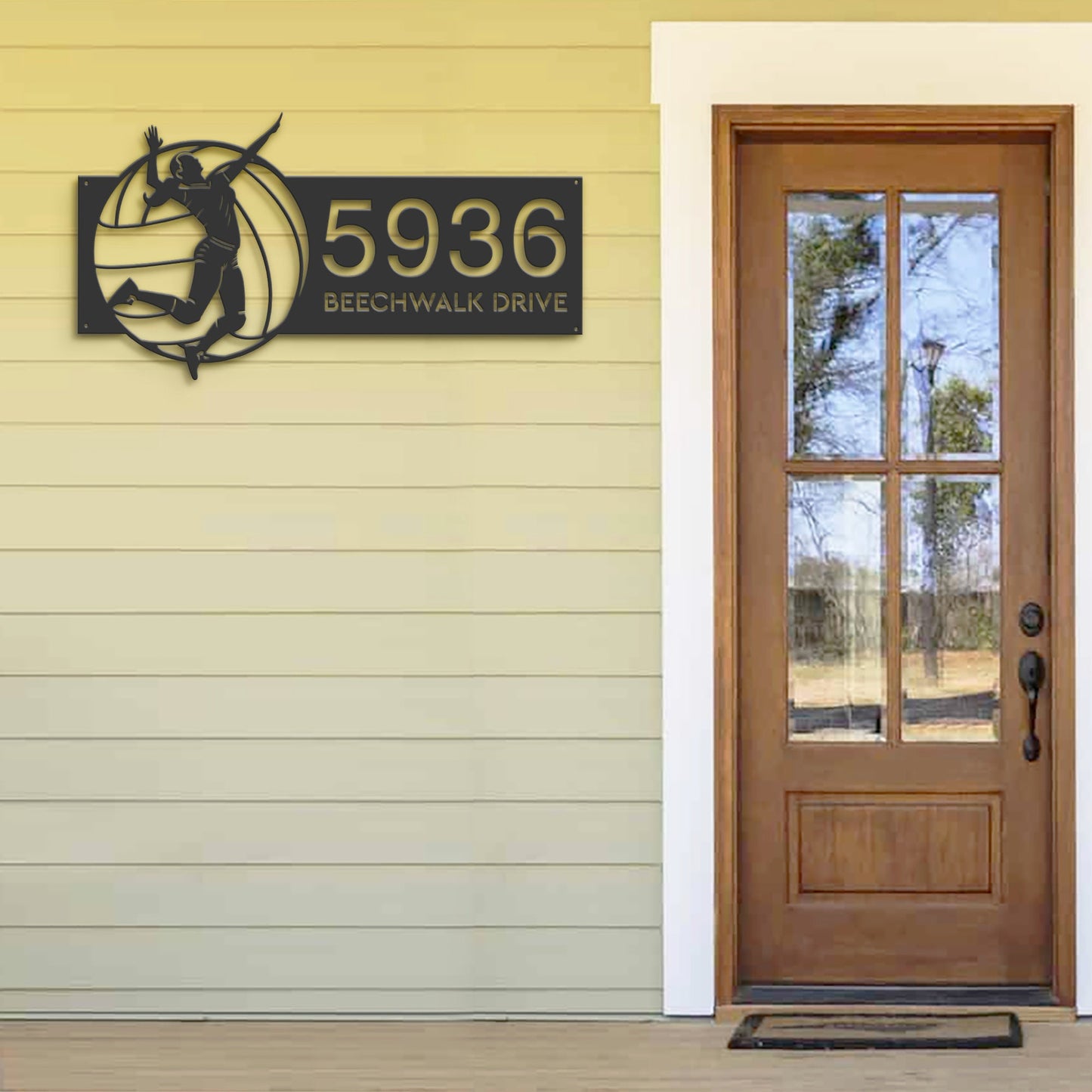 Personalized Volleyball Player Metal Address Sign, Custom House Number Plaque