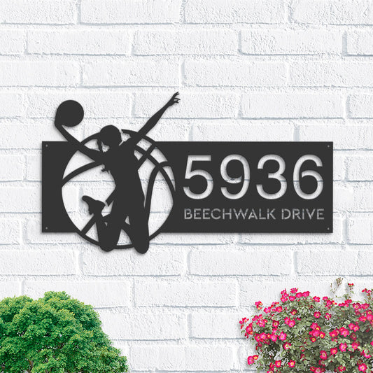 Personalized Basketball Player Metal Address Sign, House Number Plaque
