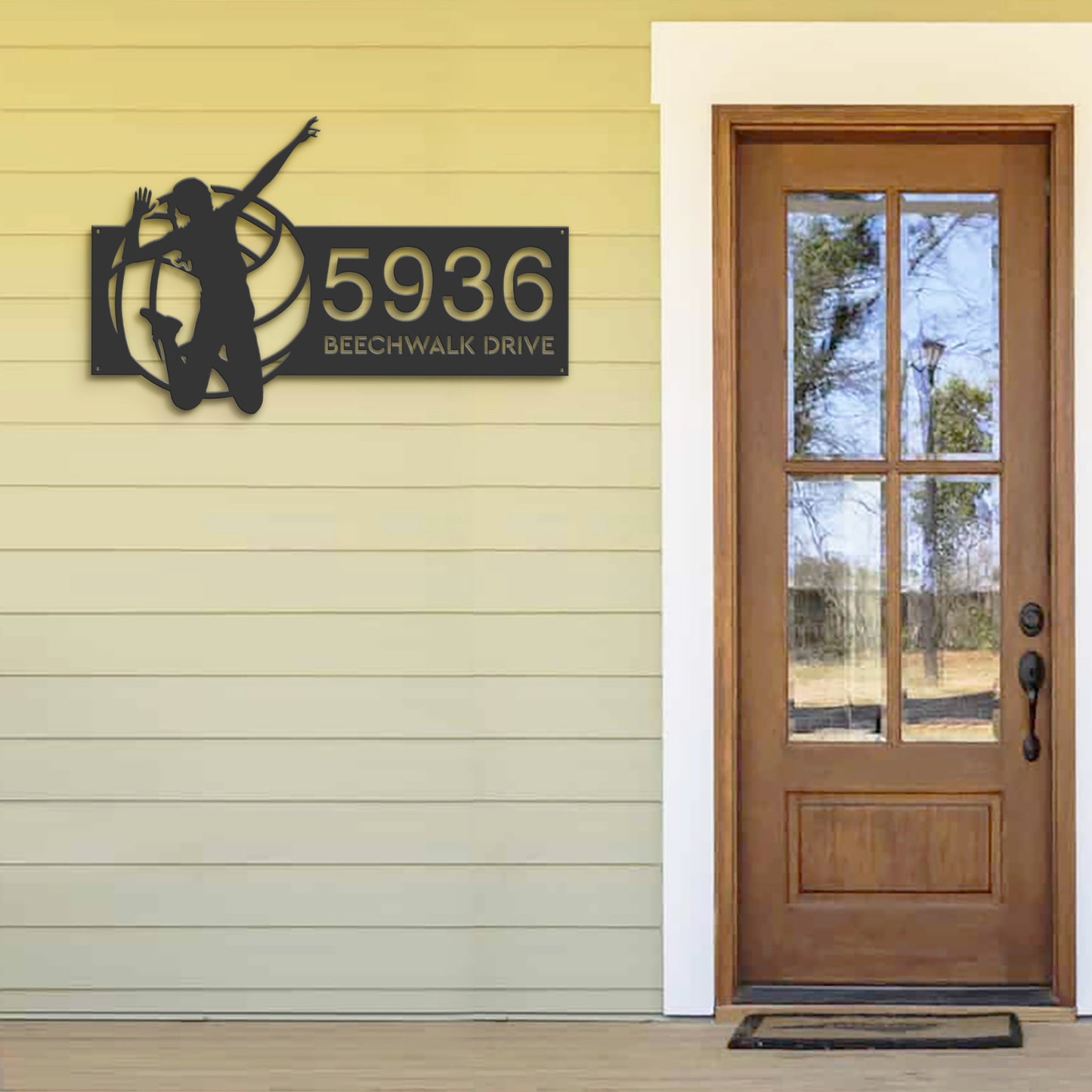 Personalized Volleyball Player Metal Address Sign, House Number Plaque