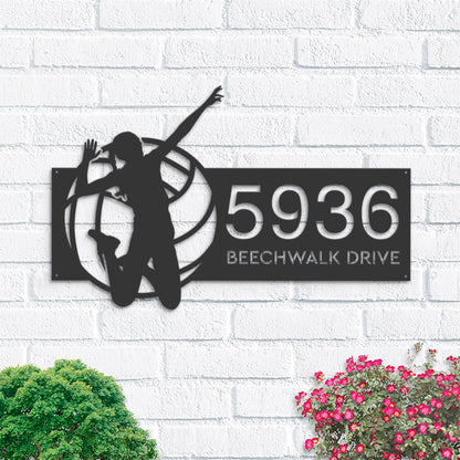 Personalized Volleyball Player Metal Address Sign, House Number Plaque