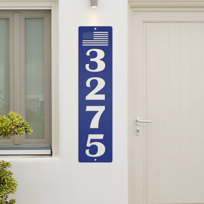 Patriotic House Numbers Metal Sign - Flag Address Sign