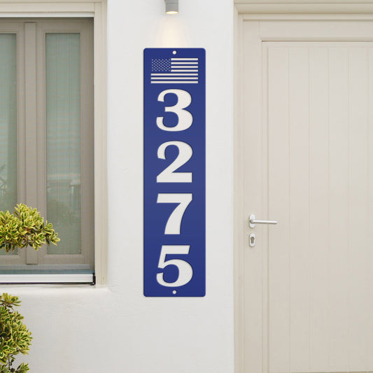 Patriotic House Numbers Metal Sign - Flag Address Sign