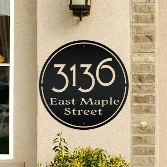 Personalized Round Address Metal Sign - Modern Address Signs