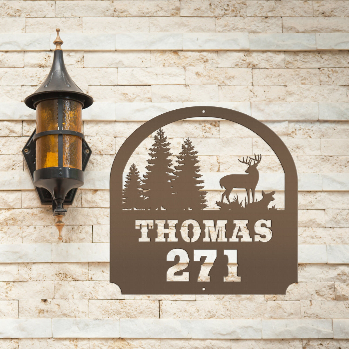 Deer Scene Address Sign, Last name Address Sign, Forest Scene Address Sign