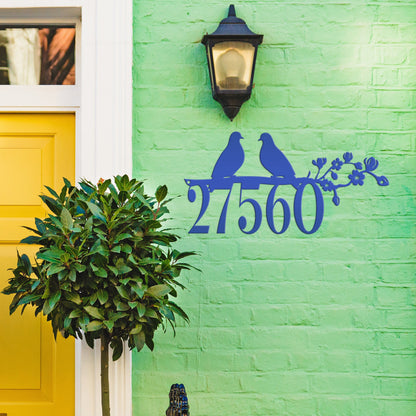 Metal House Number Sign, Custom Birds on a Branch Address Plaque, Outdoor Mailbox Digits, Decorative Driveway Marker, Porch Street Sign
