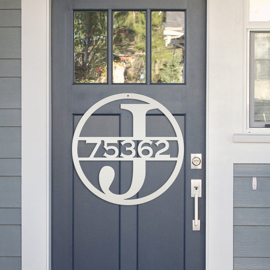 Custom Round Monogram Housee Number Metal Sign