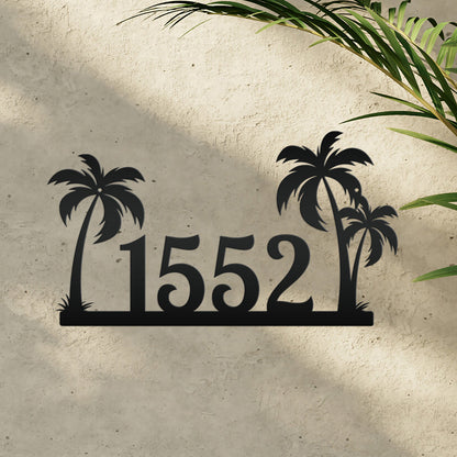 Tropical Palm Tree Metal Address Sign, Beach House Address Sign, Coastal Decor