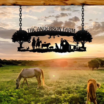 Personalized Metal Farm Sign, Custom Ranch Gate Sign, Farmhouse Metal Wall Art, Rustic Farm Decor, Farmer Gift, Outdoor Yard Sign