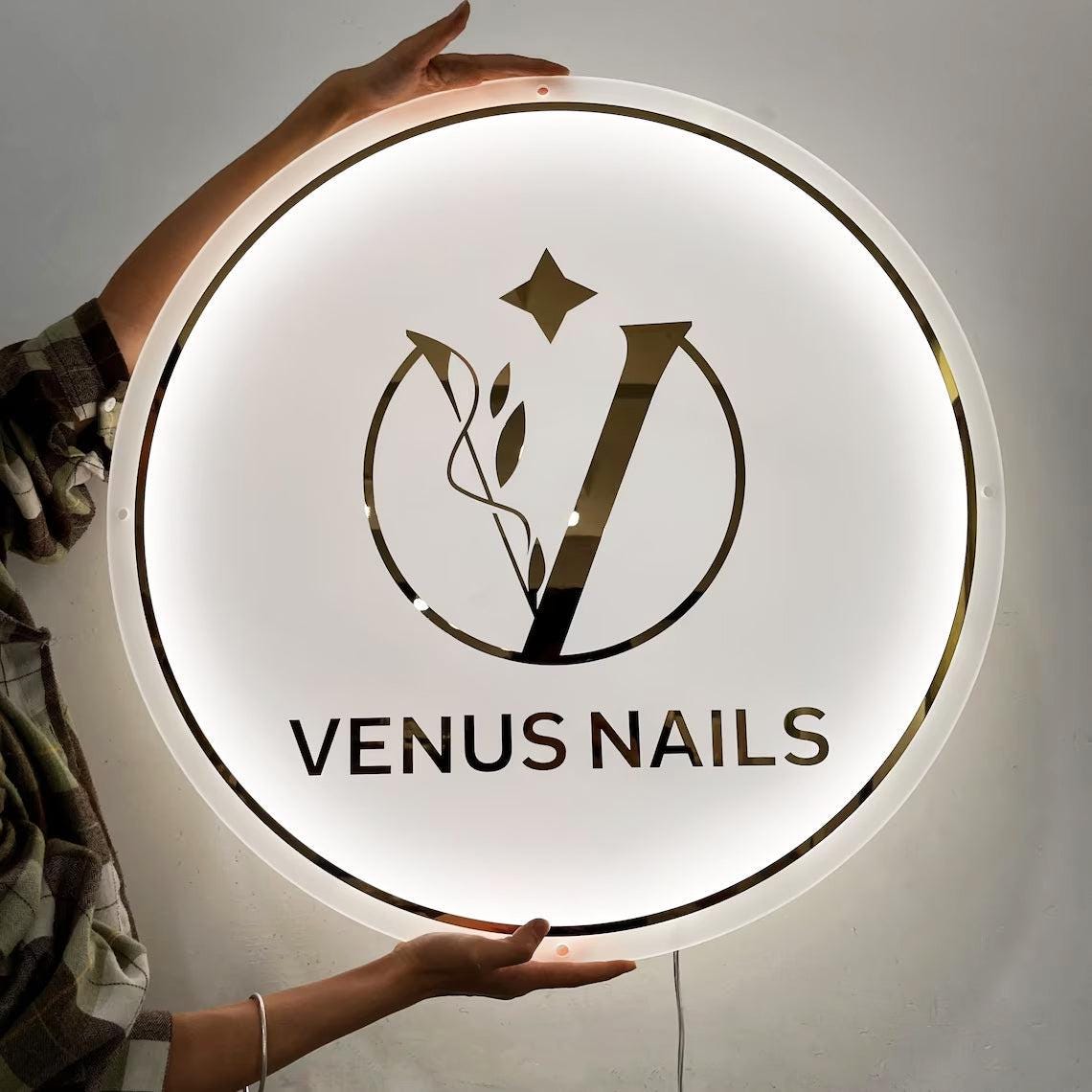 Acrylic Business Logo, Back lit Salon Sign, Personalised Signage, 3D Round Led Custom Sign, Wall decor