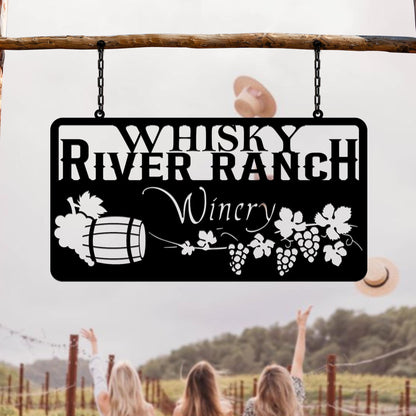 Custom Grape Metal Sign, Wine Grapes Vineyard Hanging Plaque, Personalized Winery Sign With Grapes, Outdoor Farm Decor, Gate Sign