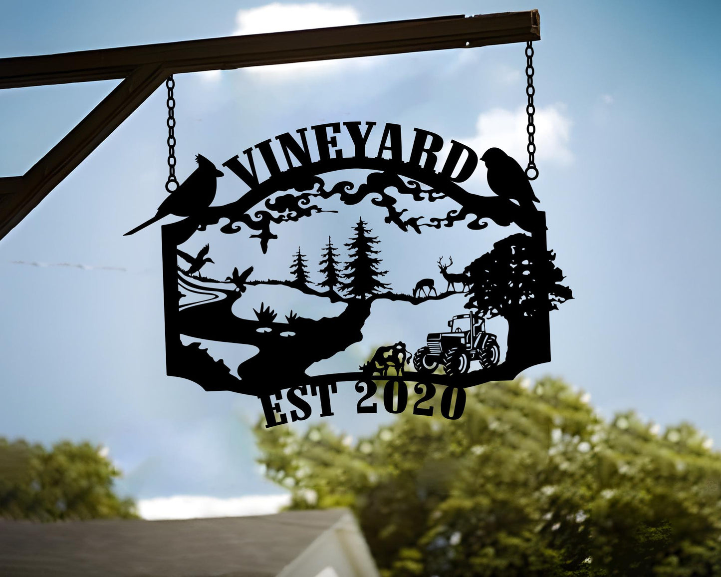 Personalized Farmhouse Metal Entrance Sign, Welcome Farm Sign, Custom Ranch Name Wall Art Decor, Gift For Family, Farmer, Christmas Gift