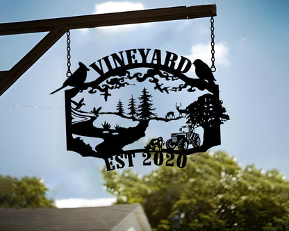 Personalized Farmhouse Metal Entrance Sign, Welcome Farm Sign, Custom Ranch Name Wall Art Decor, Gift For Family, Farmer, Christmas Gift