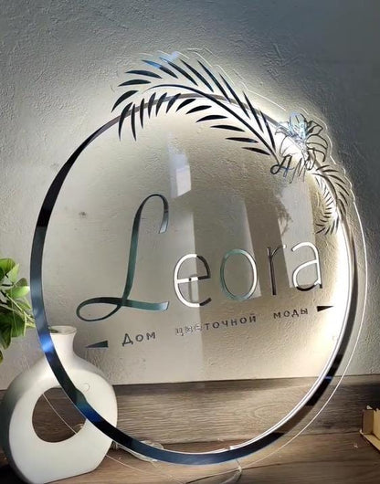 Custom Acrylic Salon Sign, Backlit Business Sign, Round Logo Sign, LED Neon Sign, Beauty Bar Sign, Light up Wall Decor Sign, Reception Sign