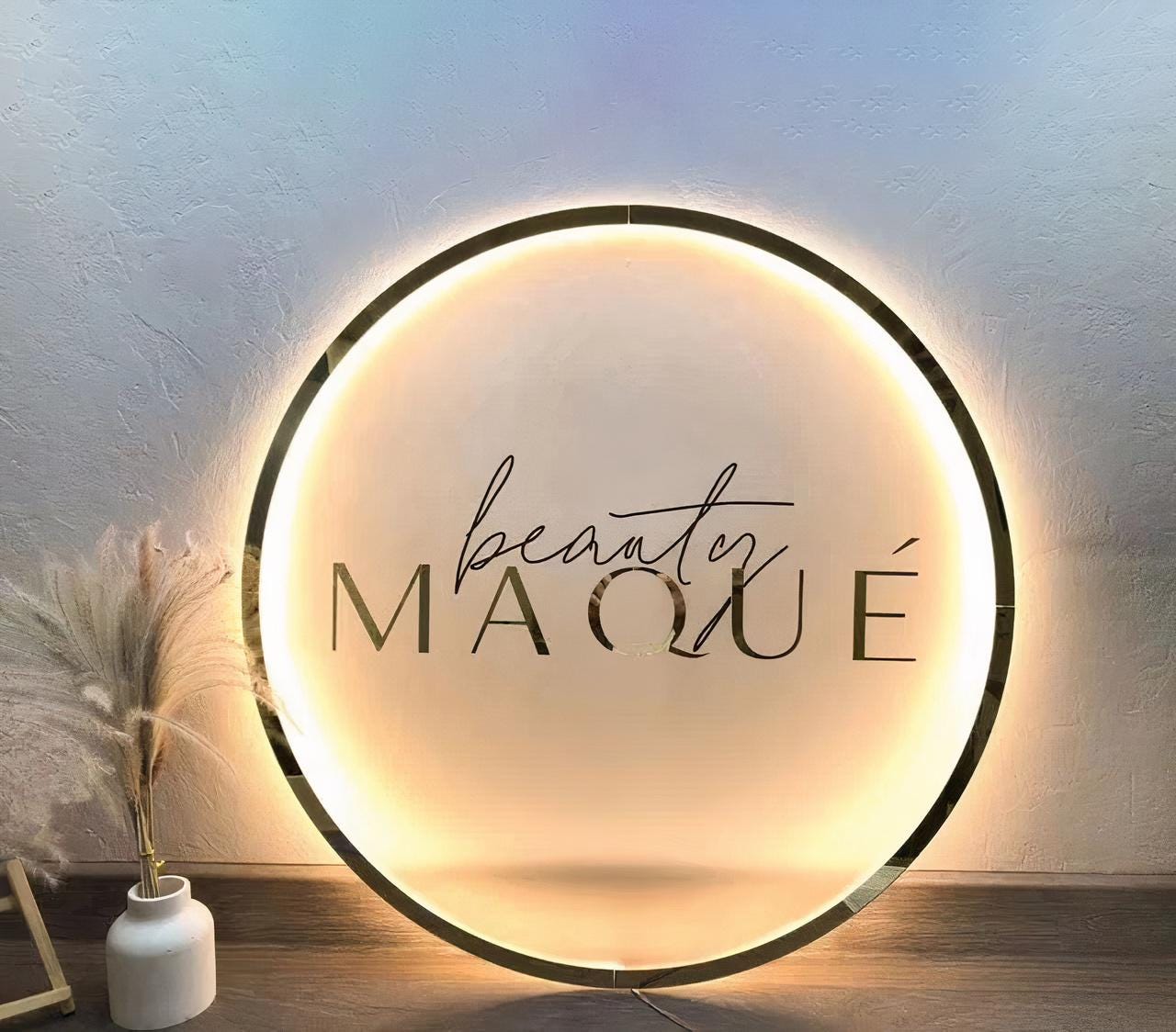 Acrylic Logo Sign, Round Business Sign, Nails Studio Sign, Clinic Sign, Small Sign, Beauty Salon Sign, Neon Acrylic, Bar Sign, Light up Sign