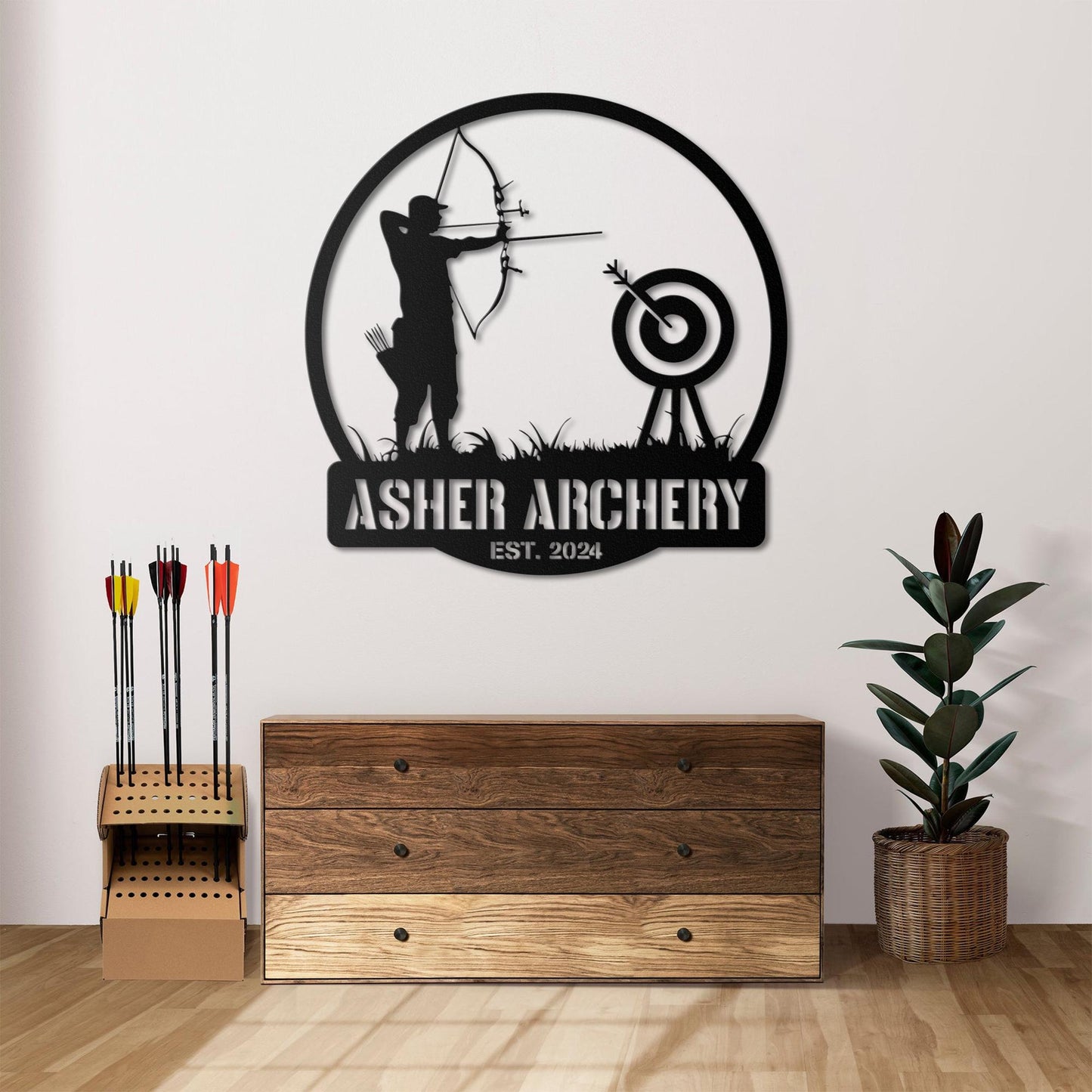 Custom Archery Sport Metal Wall Art Decor, Personalized Archer Bow Hunter Metal Name Sign, Archery Sport Metal Wall Decor, Christmas Gifts