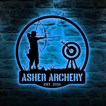 Personalized Archery Sport Metal Wall Art Decor, Custom Archer Bow Hunter Metal Name Sign, Archery Sport Metal Wall Decor, Christmas Gifts