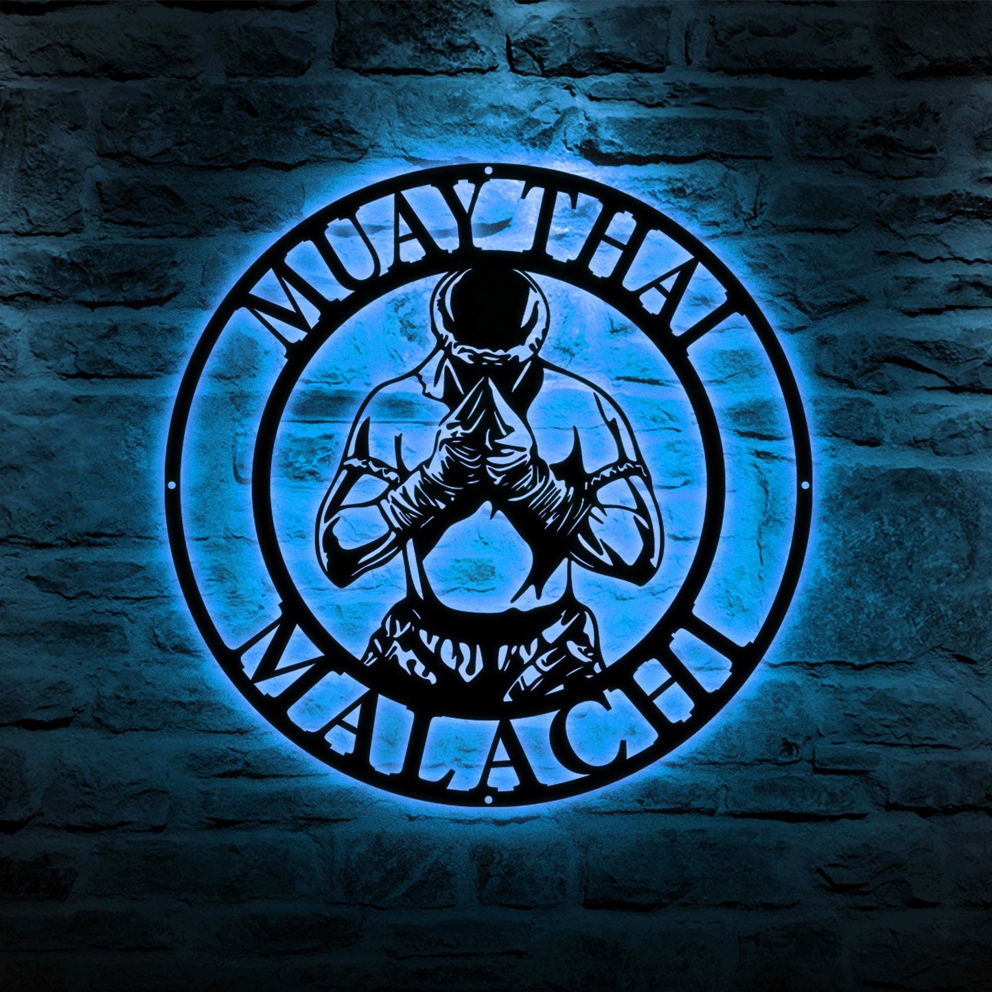 Personalized Muay Thai Metal Wall Art LED Light, Muay Thai Metal Sign Wall Decor, Martial Arts Metal Sign, Home Room Metal Light Wall Decor