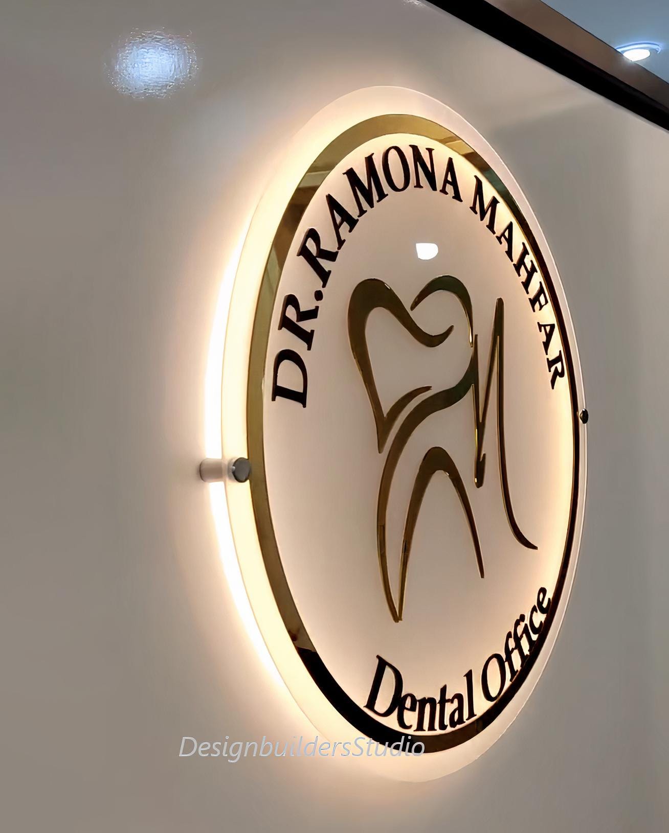 LED Neon Acrylic Sign, Back-lit Sign, Custom Business Logo Sign, Round Office Sign, Beauty Salon Sign, Light up Shop Sign, Spa Decor Sign