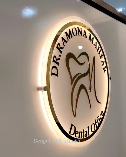 Business logo Signs, Personalised LED Sign, Round Acrylic Backlit Sign, Light up 3D Signage, Neon Acrylic Sign, Illuminated Sign