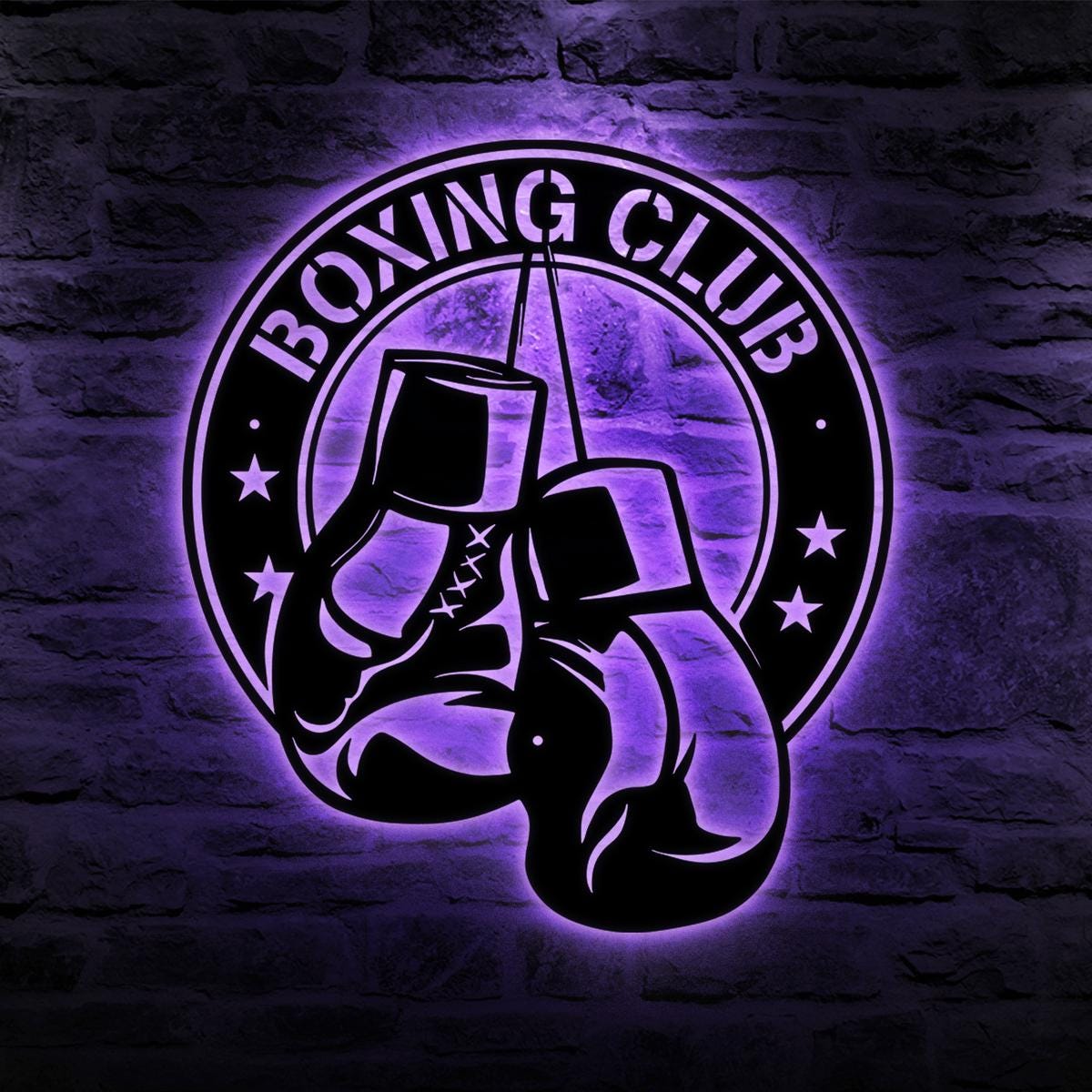 Personalized Boxing Gloves Metal Sign with LED Light, Custom Boxer Name Sign, Gym Room Decor, Man Cave Sign, Gift for him, Boxing Lover Gift