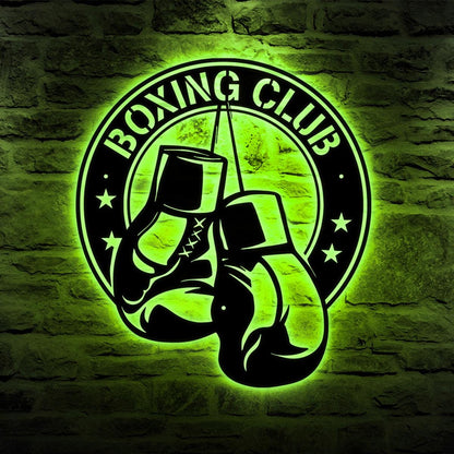 Personalized Boxing Gloves Metal Sign with LED Light, Custom Boxer Name Sign, Gym Room Decor, Man Cave Sign, Gift for him, Boxing Lover Gift