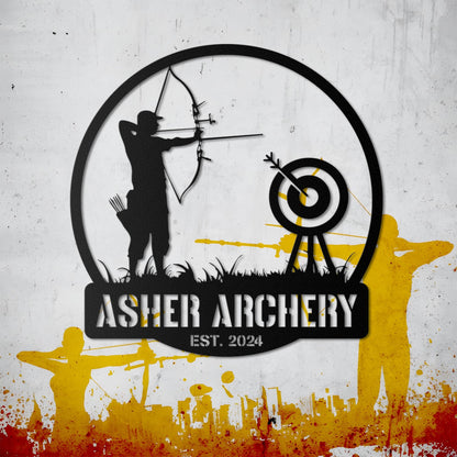 Custom Archery Sport Metal Wall Art Decor, Personalized Archer Bow Hunter Metal Name Sign, Archery Sport Metal Wall Decor, Christmas Gifts