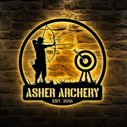 Custom Archery Sport Metal Wall Art Decor, Personalized Archer Bow Hunter Metal Name Sign, Archery Sport Metal Wall Decor, Christmas Gifts
