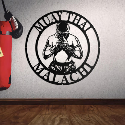 Personalized Muay Thai Metal Wall Art LED Light, Muay Thai Metal Sign Wall Decor, Martial Arts Metal Sign, Home Room Metal Light Wall Decor