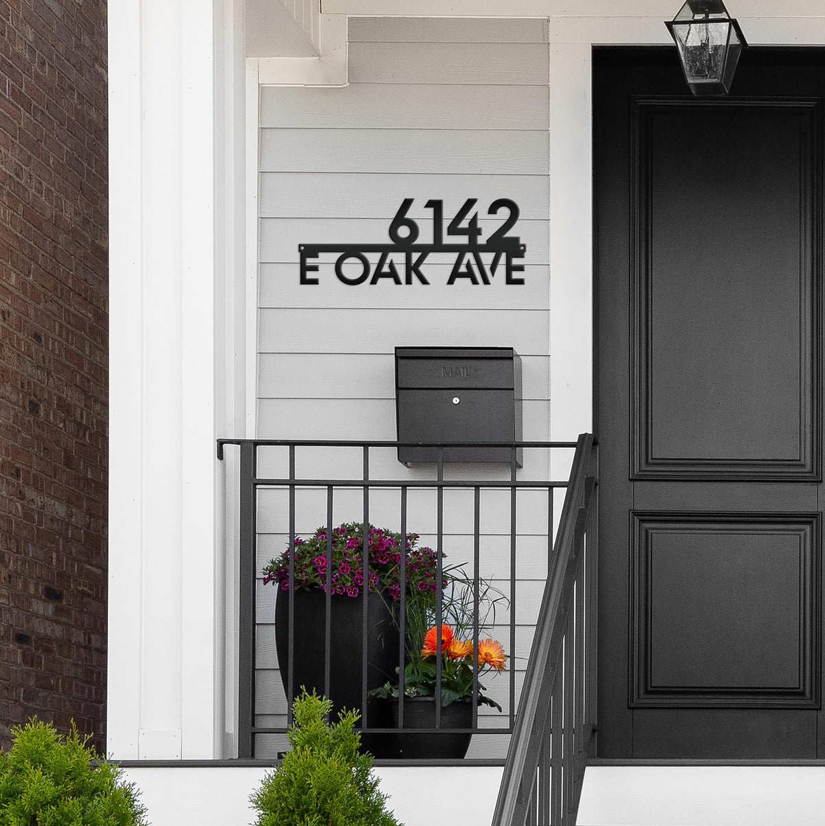 Metal Address Sign, Custom House Numbers, Front Porch Street Name Plaque, Modern Exterior Mailbox Marker, Home Decor, Art Deco Style Outdoor