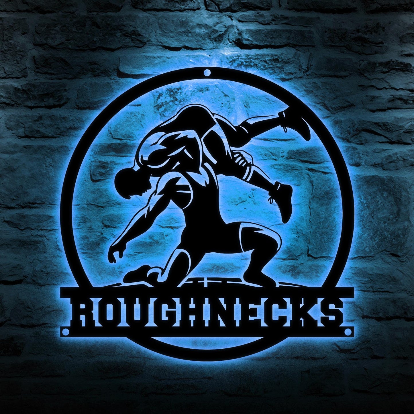 Custom Wrestling Sign - Metal Wall Art LED Light, Personalized Wrestler Name Sign, Wrestling Coach Gift, Sports Decor for Home, Gift for Dad