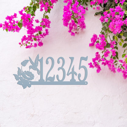Metal Address Sign, Hummingbird Front Porch House Numbers, Outdoor Decorative Home Decor for the Bird Lover, Custom Mailbox Post Signage