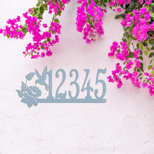 Metal Address Sign, Hummingbird Front Porch House Numbers, Outdoor Decorative Home Decor for the Bird Lover, Custom Mailbox Post Signage