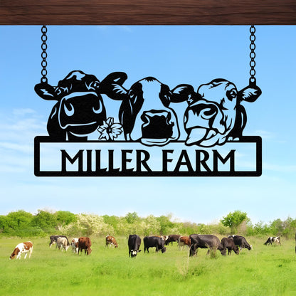 Personalized Cow Metal Sign, Cow Cattle Metal Wall Art, Custom Cow Farm Sign, Ranch Decor, Cows Gift, Cow Farmhouse Decor, Farmer Sign