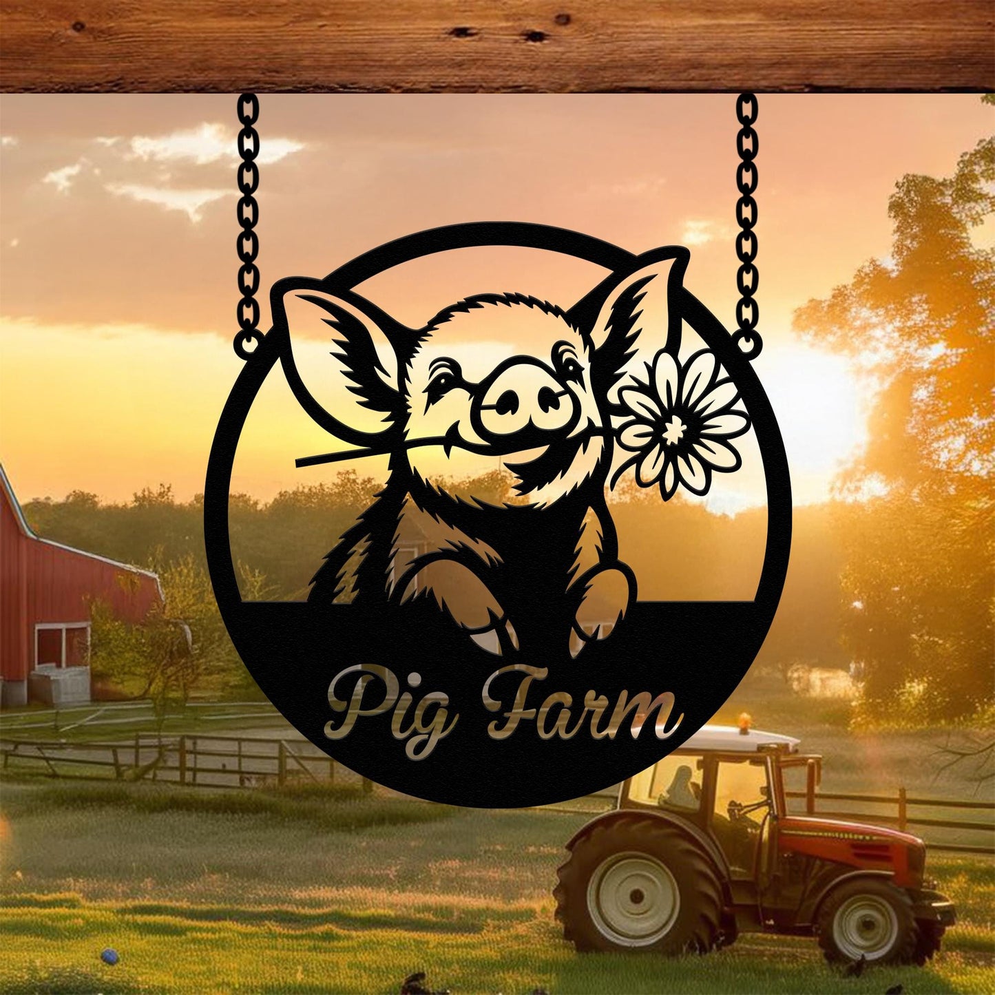 Personalized Metal Pig Sign Pig Farm Sign, Pig Metal Wall Art, Pig Metal Sign, Family Name Sign, Farmhouse Decor Farmer Gift, Pig Lover Gift