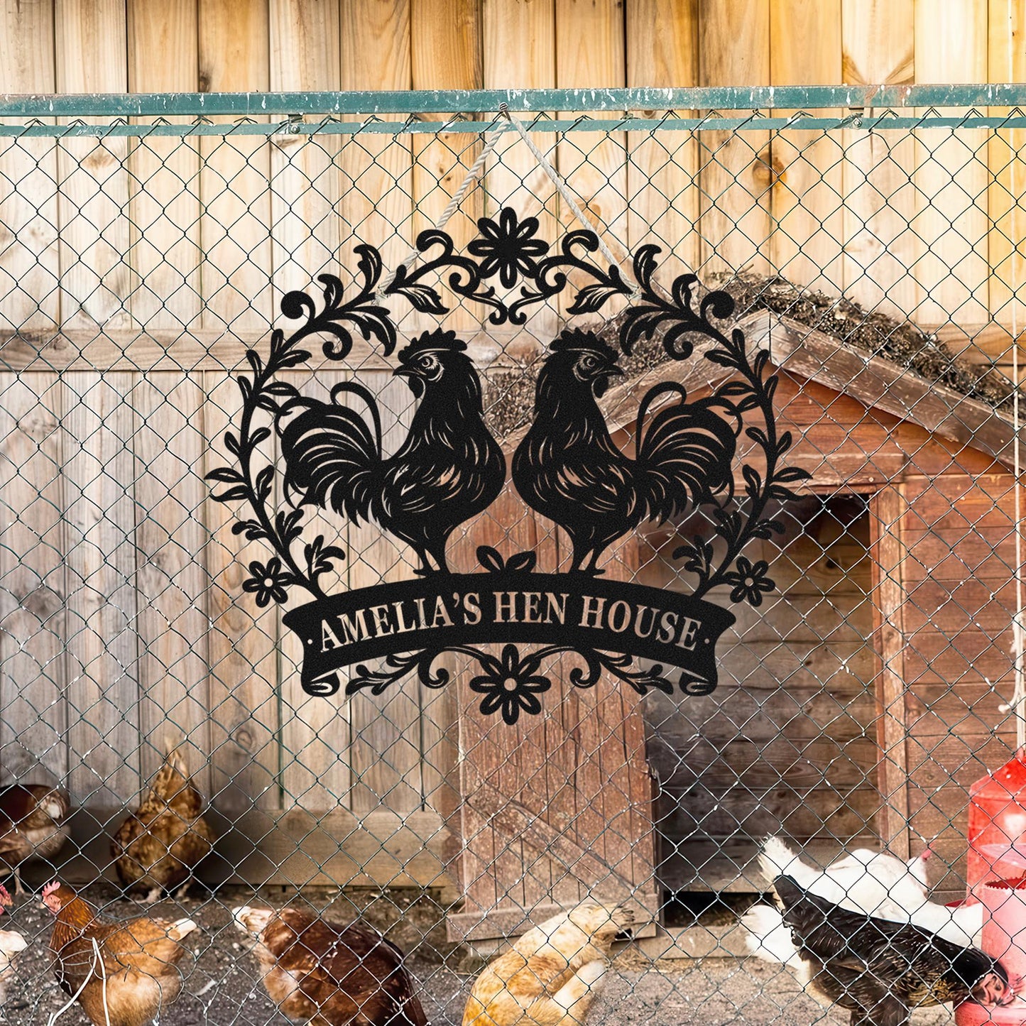 Customized Chicken Farm Metal Sign, Personalized Chicken Coop, Hen House Coop Sign, Family Name Sign for Farm House, Farm Decor, Famer Gifts