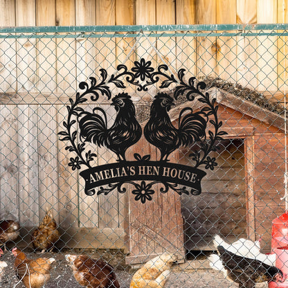 Customized Chicken Farm Metal Sign, Personalized Chicken Coop, Hen House Coop Sign, Family Name Sign for Farm House, Farm Decor, Famer Gifts
