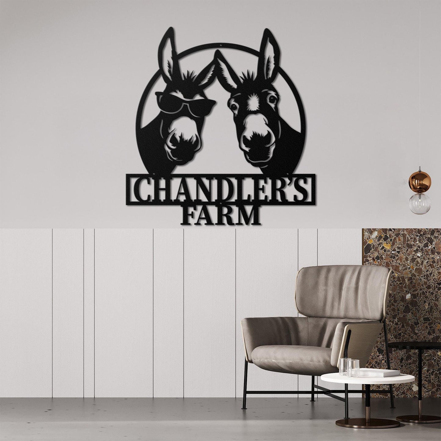 Custom Funny Two Donkey Farmhouse Metal Wall Art Personalized Cute Donkey Farm Name Sign Home Decor Donkey Barn Nursery Decoration