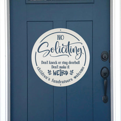 Funny No Soliciting Sign - Cute Outdoor Metal Plaque - Children's Fundraisers Welcome - Novelty Entryway Decor - Unique Housewarming Gifts