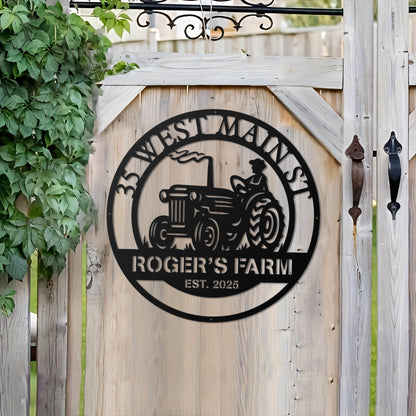 Customized Metal Tractor Sign, Personalized Metal Farm Name Sign, Farm Barn Sign, Farmer Gift, Farmhouse Tractor Decor, Farm Name Gift