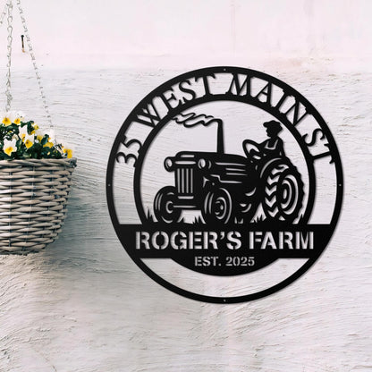 Customized Metal Tractor Sign, Personalized Metal Farm Name Sign, Farm Barn Sign, Farmer Gift, Farmhouse Tractor Decor, Farm Name Gift