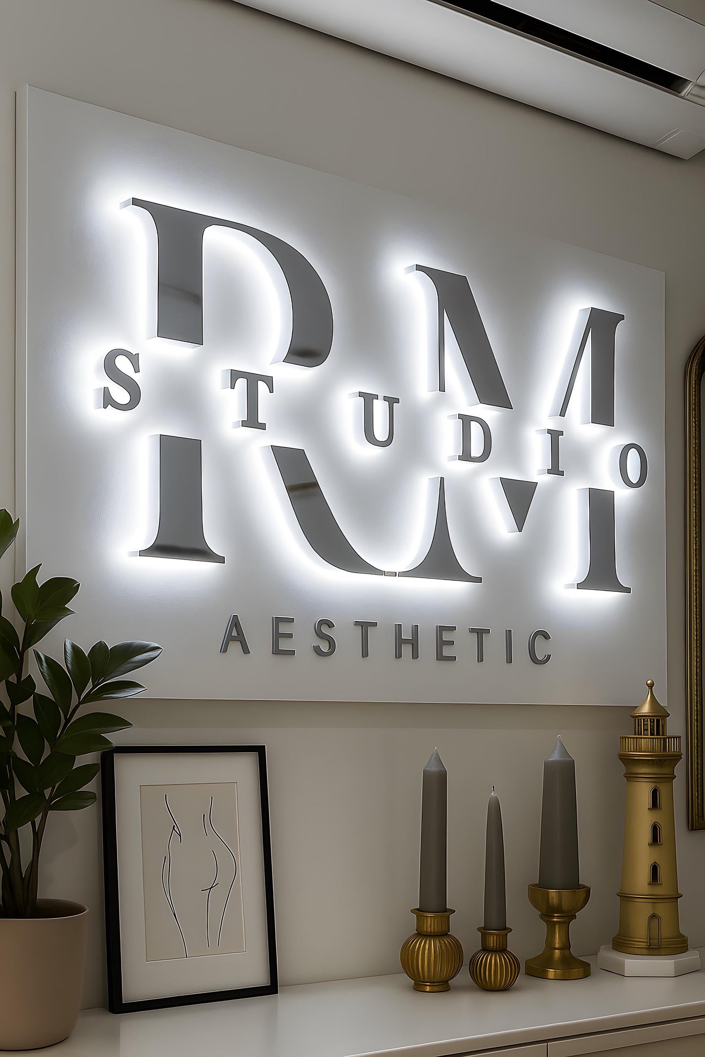 Salon Sign, Backlit Business Sign, Logo Sign, Boutique Sign, 3D Signboard, Office Sign, LED Sign, Large Metal Letters, Aesthetic Clinic Sign