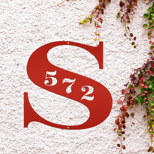 Personalized Monogram And House Number Metal Sign